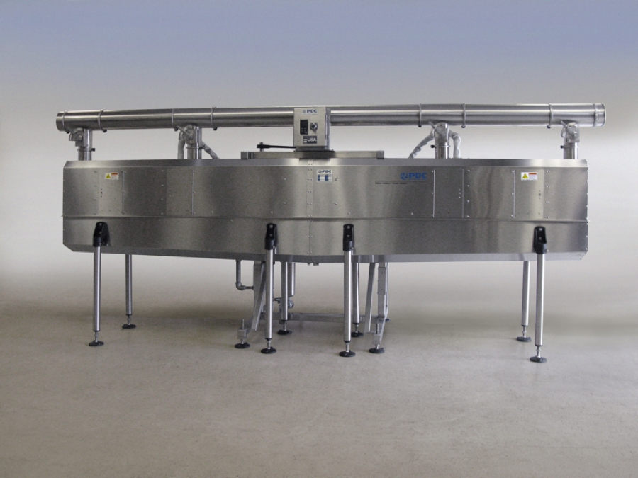 steam shrink tunnel for applying shrink sleeve labels and tamper evident bands